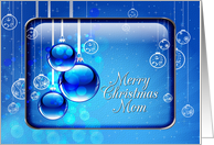 Merry Christmas Mom Sparkling Blue Ornaments card