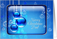 Merry Christmas Dad Sparkling Blue Ornaments card