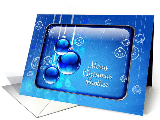 Merry Christmas Brother Sparkling Blue Ornaments card (1301656)