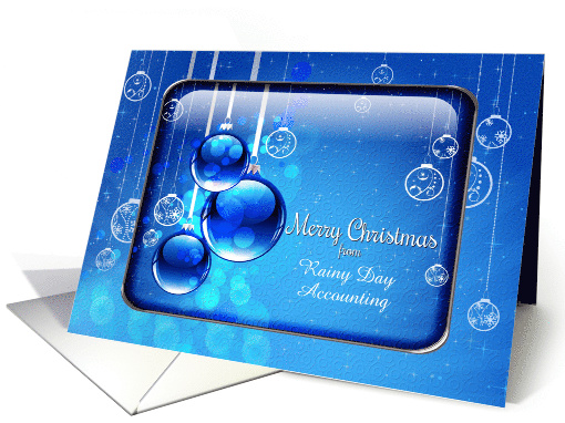 Merry Christmas Business Custom Name Sparkling Blue Ornaments card