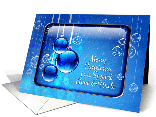 Merry Christmas Aunt and Uncle Sparkling Blue Ornaments card (1302720)