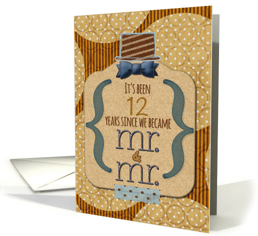 Gay Anniversary Custom Year Mr. and Mr. Bowtie and Hat Corkboard card