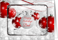 Happy Holidays Dad Sparkling Red Ornaments card