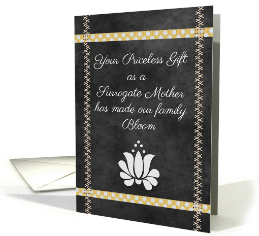 Thank You to Surrogate Mother Chalkboard Style Ribbons and Flower card