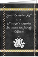 Thank You to Surrogate Mother Chalkboard Style Ribbons and Flower card