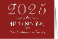 2025 Custom Name New Year Sparkling Burgundy Sophisticated card