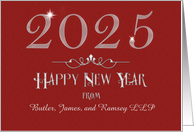 Happy New Year 2023 Business Custom Name Modern Sparkling Burgundy card