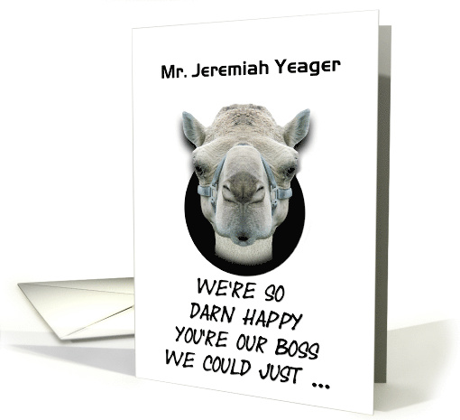 Boss's Day Greetings From Group Funny Camel Custom Name card (1322376)