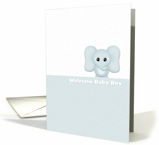 Baby Boy Welcome Baby Shower Little Gray Elephant card (1339590)