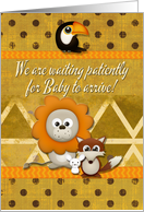 Baby Shower Waiting for Baby to Arrive Cute Critters Scrapbook Style card