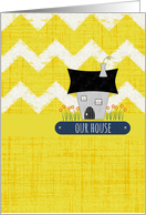 New Address Stylized House with Flowers and Chevrons Scrapbook Style card