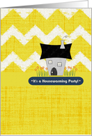 Housewarming Party Invitation Stylized House & Flowers Scrapbook Style card