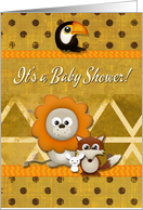 Baby Shower Invitation Cute Critters and Patterns Scrapbook Style card