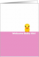 Baby Girl Welcome Baby Shower Cute Yellow Ducky card