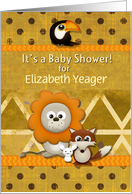 Baby Shower Invitation Custom Name Cute Critters Scrapbook Style card