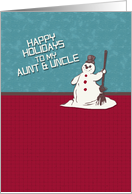 Happy Holidays Aunt & Uncle Happy Snowman Holiday Greetings card