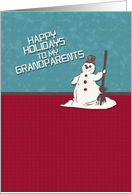 Happy Holidays to Grandparents Happy Snowman Holiday Greetings card