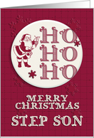 Merry Christmas Step Son Santa Ho Ho Ho Retro Look card