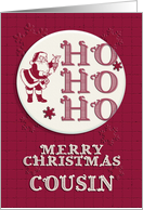 Merry Christmas Cousin Santa Ho Ho Ho Retro Look card