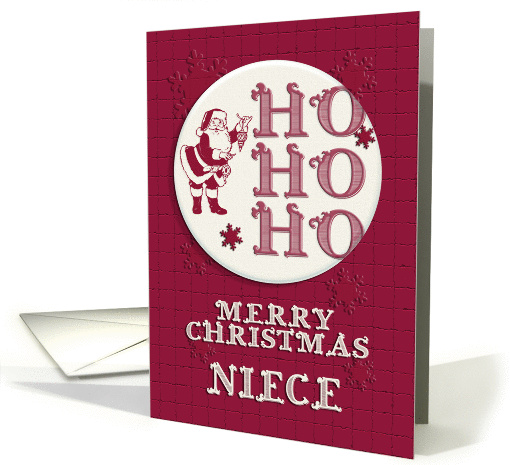 Merry Christmas Niece Santa Ho Ho Ho Retro Look card (1345570)