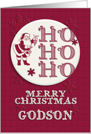 Merry Christmas Godson Santa Ho Ho Ho Retro Look card
