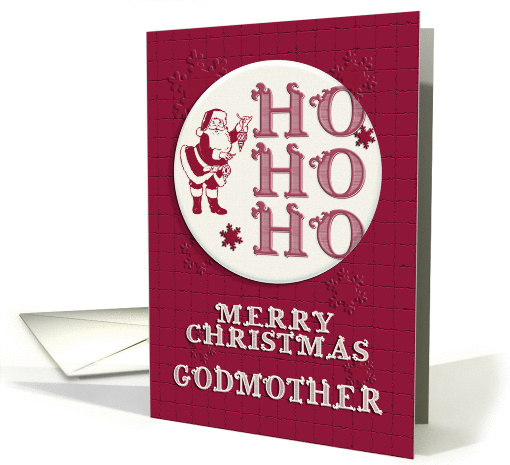 Merry Christmas Godmother Santa Ho Ho Ho Retro Look card (1345592)