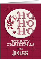 Merry Christmas to my Boss Santa Ho Ho Ho Retro Look card