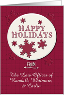 Happy Holidays Business Custom Name Retro Look Snowflakes card