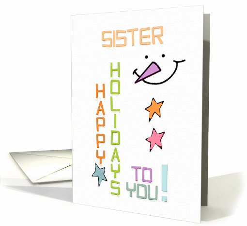 Happy Holidays Sister Snowman Colorful Christmas card (1346442)