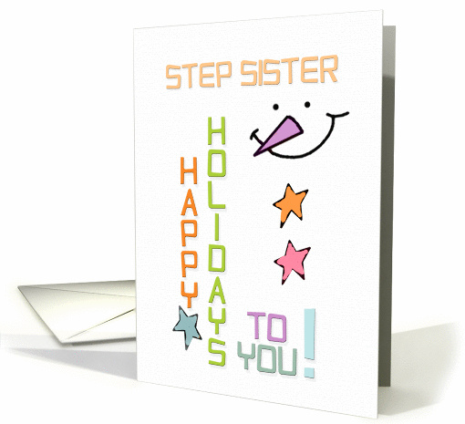 Happy Holidays Step Sister Snowman Colorful Christmas card (1346444)