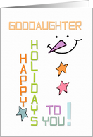 Happy Holidays Goddaughter Snowman Colorful Christmas card