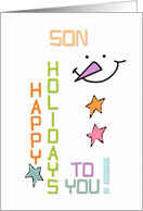 Happy Holidays Son Snowman Colorful Christmas card