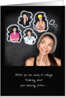 Away at College Thinking of You Young Woman Careers card