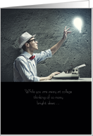 Away at College Thinking of You Young Man with Typewriter Bright Ideas card