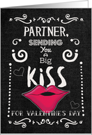 Happy Valentine’s Day Partner Kiss Funny Chalkboard Style with Lips card