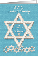 Happy Passover Sister & Family Joyous Passover Star of David Pattern card