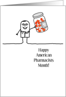 American Pharmacists Month Cartoon Pharmacist with Medicine Bottle card