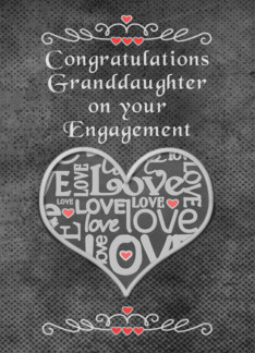Engagement Congratulations to Granddaughter Chalkboard Look Word Art