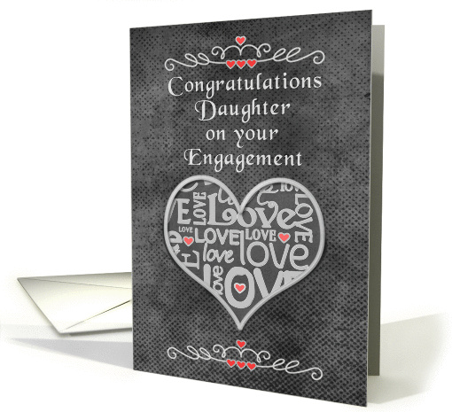 Engagement Congratulations to Daughter Chalkboard Look Word Art card