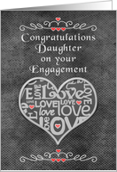 Engagement Congratulations to Daughter Chalkboard Look Word Art card