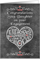 Engagement Congratulations to Step Daughter Chalkboard Look Word Art card