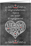 Engagement Congratulations to Niece Chalkboard Look Word Art card