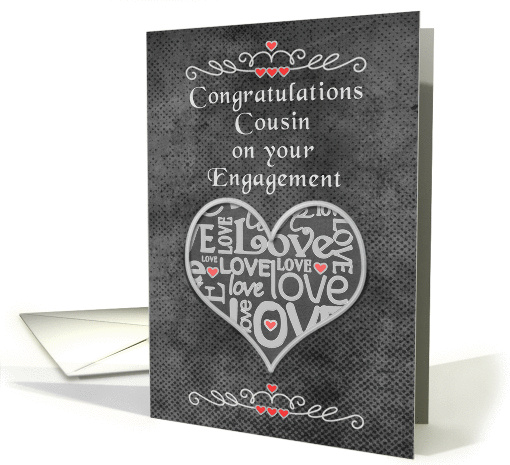 Engagement Congratulations to Cousin Chalkboard Look Word Art card