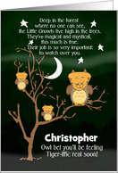 Get Well Soon for Kids Children’s Custom Name Fantasy Animal Tiger Owl card