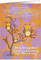 Get Well Soon Step Daughter for Kids Cute Fantasy Animal Tiger Owl card