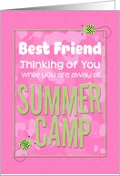 Thinking of You Best Friend Away at Summer Pink Camp Camo Ladybugs card