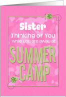 Thinking of You Sister Away at Summer Pink Camp Camo Ladybugs card