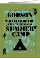 Thinking of You Godson Away at Summer Camp Camo Arrows and Tent card