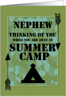 Thinking of You Nephew Away at Summer Camp Camo Arrows and Tent card