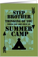 Thinking of You Step Brother Away at Summer Camp Camo Arrows & Tent card